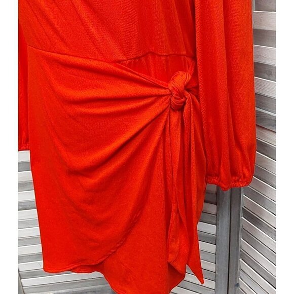 Women's Balloon Long Sleeve Wrap Dress | Ava & Viv | 1X - Picture 3 of 8